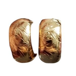 Gold-Tone Floral Engraved Clip-On Earrings